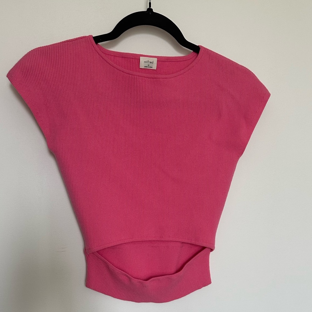 Wilfred Pink Ribbed Crop Top